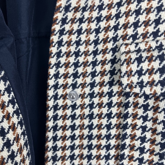 H&M Houndstooth Shacket Deep Navy/Cream/Tan Size L - Picture 8 of 13